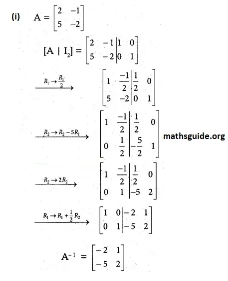 12th Maths Guide Solution Chapter 1: Application of matrices and determinants Exercise 1.2 10 Exe 1.2 4 i