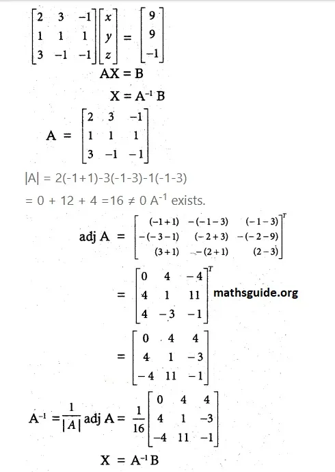 12th Maths Guide Solution Appliaction of matrices and determinants Exercise 1.3 3 Exe 1.3 1 iii