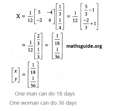 12th Maths Guide Solution Appliaction of matrices and determinants Exercise 1.3 12 Exe 1.3 4 ii