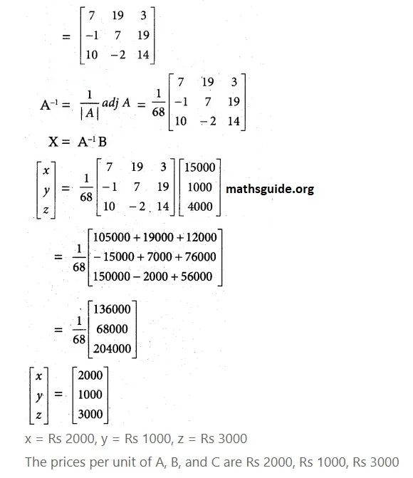 12th Maths Guide Solution Appliaction of matrices and determinants Exercise 1.3 14 Exe 1.3 5 ii